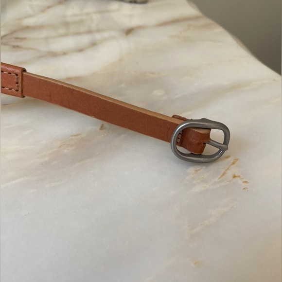 J. Crew Tan Leather And Teal Green Color block Belt - Size Medium - Picture 3 of 9